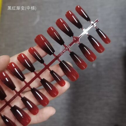Black & Red Gradient Dark nail