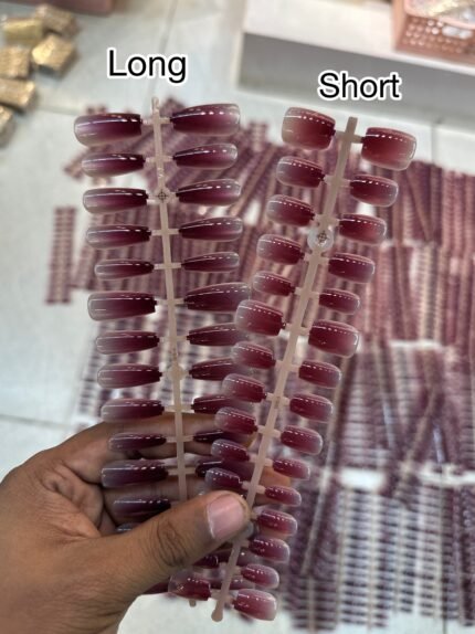 Purple gradient cat eye nails