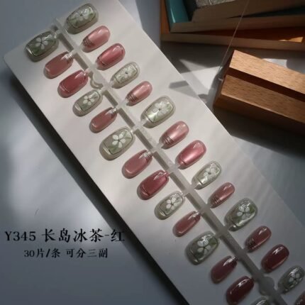 Ice tea flower cat eye nail