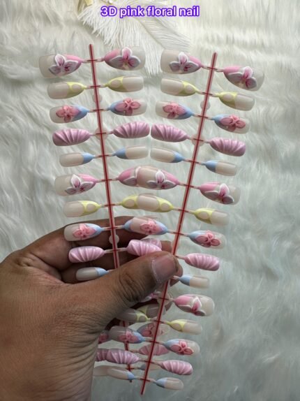 3D pink floral Nail