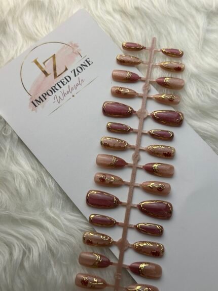 Gold Rose designer Nails