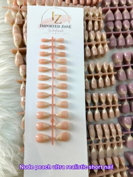 Nude peach ultra realistic short nail