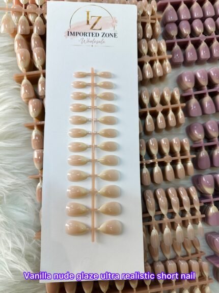 Vanilla nude glaze ultra realistic short nail